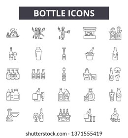 Bottle line icons, signs set, vector. Bottle outline concept, illustration: bottle,isolated,drink,beverage,container