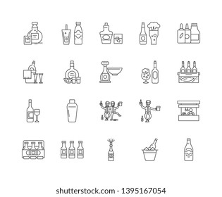 Bottle line icons, signs, vector set, outline illustration concept 