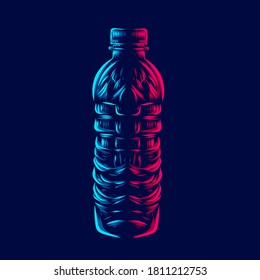 Flasche Linie Pop-Art Potrait Logo bunt Design mit dunklem Hintergrund. Abstrakte Vektorgrafik.