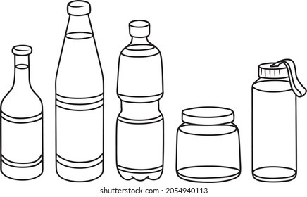 bottle line vector illustration isolated on white background