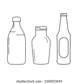 Bottle lines icons on white background - vector illustration.