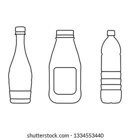 Bottle lines icons on white background - vector illustration.