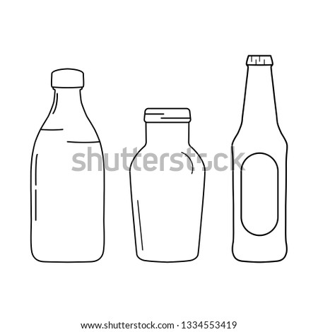 Bottle lines icons on white background - vector illustration.