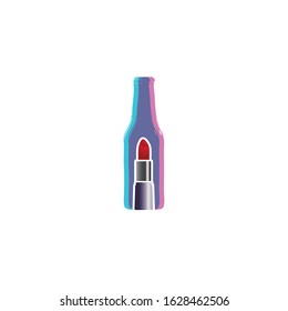 Bottle and lipstick logo design.