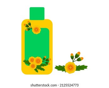 Frasco de líquido, con un patrón de calúdoro, ilustración de color, sobre un fondo transparente