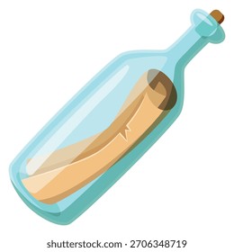 A bottle of liquid with a piece of paper inside