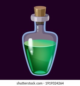 Bottle liquid potion magic elixir colorful . Game icon GUI for app games user interface. Vector illstration isolated cartoon style