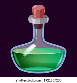 Bottle liquid potion magic elixir colorful . Game icon GUI for app games user interface. Vector illstration isolated cartoon style