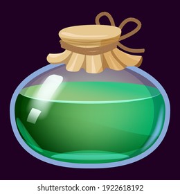 Bottle liquid potion magic elixir colorful . Game icon GUI for app games user interface. Vector illstration isolated cartoon style