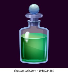Bottle liquid potion magic elixir colorful . Game icon GUI for app games user interface. Vector illstration isolated cartoon style