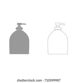 Bottle of liquid soap grey set icon .