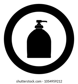 Bottle of liquid soap icon black color in circle
