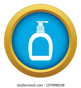 Bottle with liquid soap icon blue vector isolated on white background for any design