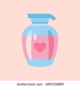 Bottle of liquid. Liquid soap for intimate hygiene or antiseptic, sanitizer. Vector illustration in flat modern style.