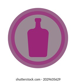 Botella de licor. El fondo es círculo. Bebida de diseño de objetos de color aislado. Ilustración gráfica de estilo plano. Un icono sencillo para el restaurante, el pub, la fiesta. Vector.

