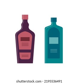 Bottle of liquor and gin, great design for any purposes. Flat style. Color form. Party drink concept. Simple image shape. Vector.