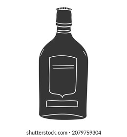 Bottle Liquor Icon Silhouette Illustration. Drinks Vector Graphic Pictogram Symbol Clip Art. Doodle Sketch Black Sign.
