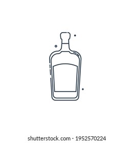 Bottle liquor line art in flat style. Restaurant alcoholic illustration for celebration design. Design contour element. Beverage outline icon. Isolated on white background in graphic style. Vector.
