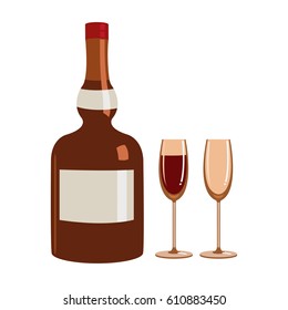 bottle of Liquor and two glasses