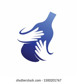 bottle logo accompanied hand concept