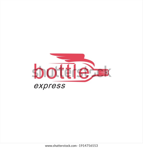 Bottle Logo Design.with Moving Delivery\
Express Icon Vector\
Illustration