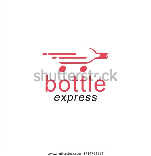 Bottle Logo Design.with Moving Delivery
Express Icon Vector
Illustration