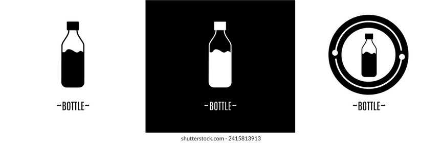 Conjunto de logotipos para botellas. Colección de logotipos en blanco y negro. Vector de material.