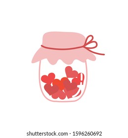Bottle of love, many heart in the bottle concept.