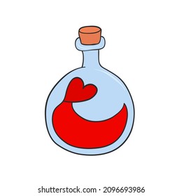 bottle with love potion heart symbol for love card design