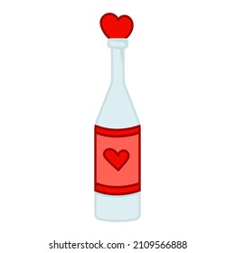 Botella con poción de amor. Aislado sobre fondo blanco.