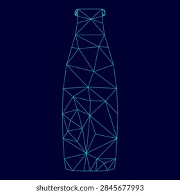 Bottle low poly triangulation triangulated polygonal electric cyan blue vibrant aqua neon color vector illustration image outline contour line style