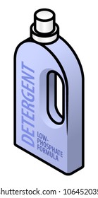 A bottle of low-phosphate formula laundry detergent.