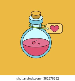 Bottle with magic elixir. Icon for game