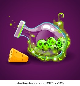 Bottle of magic elixir with skull