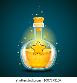 Bottle of magic elixir with star