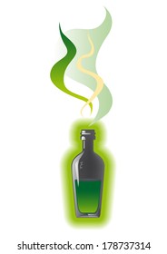 Bottle with magic liquid in vector