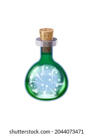 Flaschenmagic-Tränke mit Energie. Spielsymbol-Objekt, Glas, flüssiger Elixier, Küche, Kolben, Vektorgrafik-Cartoon für Spiel, App UI