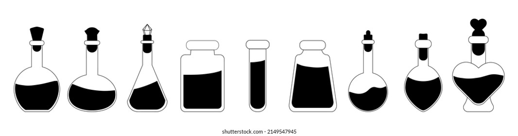 Bottle Magic Potion Simpl Logo	Vector Set