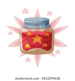Bottle with Magical Sparkling Potion, Occult Magic Object for Mystic Ritual Cartoon Style Vector Illustration