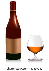 Bottle and martine in glass. Vector.