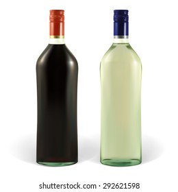 Bottle of martini with blank labels. Illustration contains gradient meshes. The label can be removed.