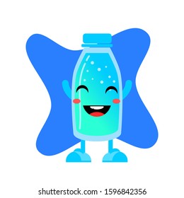 bottle mascot with a happy expression