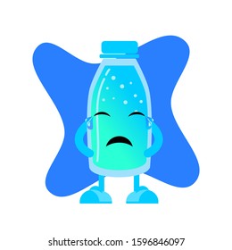 bottle mascot who is crying