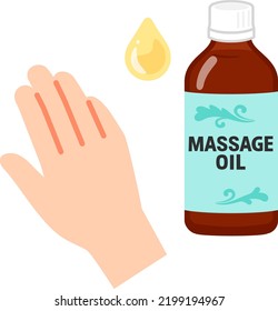 Bottle of massage oil and a hand