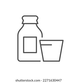 Botella con icono de la línea de tope de medida