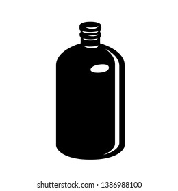 Bottle of medicine with cap simple style icon. Vector illustration of vessel for liquid.