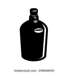 Bottle of medicine with cap simple style icon. Vector illustration of vessel for liquid.