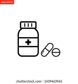 bottle medicine, capsule icon vector