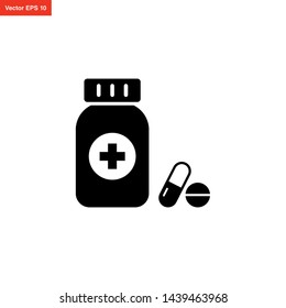 bottle medicine, capsule icon vector