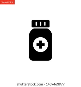 bottle medicine, capsule icon vector
